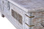 GINER Y COLOMER Malle de rangement en bois de manguier avec finition blanc vieilli, ouverture par le dessus, détails en bronze - 48 x 148 x 43 cm